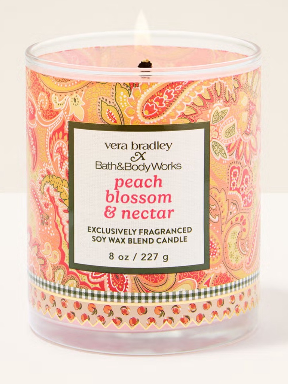 Vera Bradley x Bath & Body Works Peach Blossom & Nectar Single Wick Candle